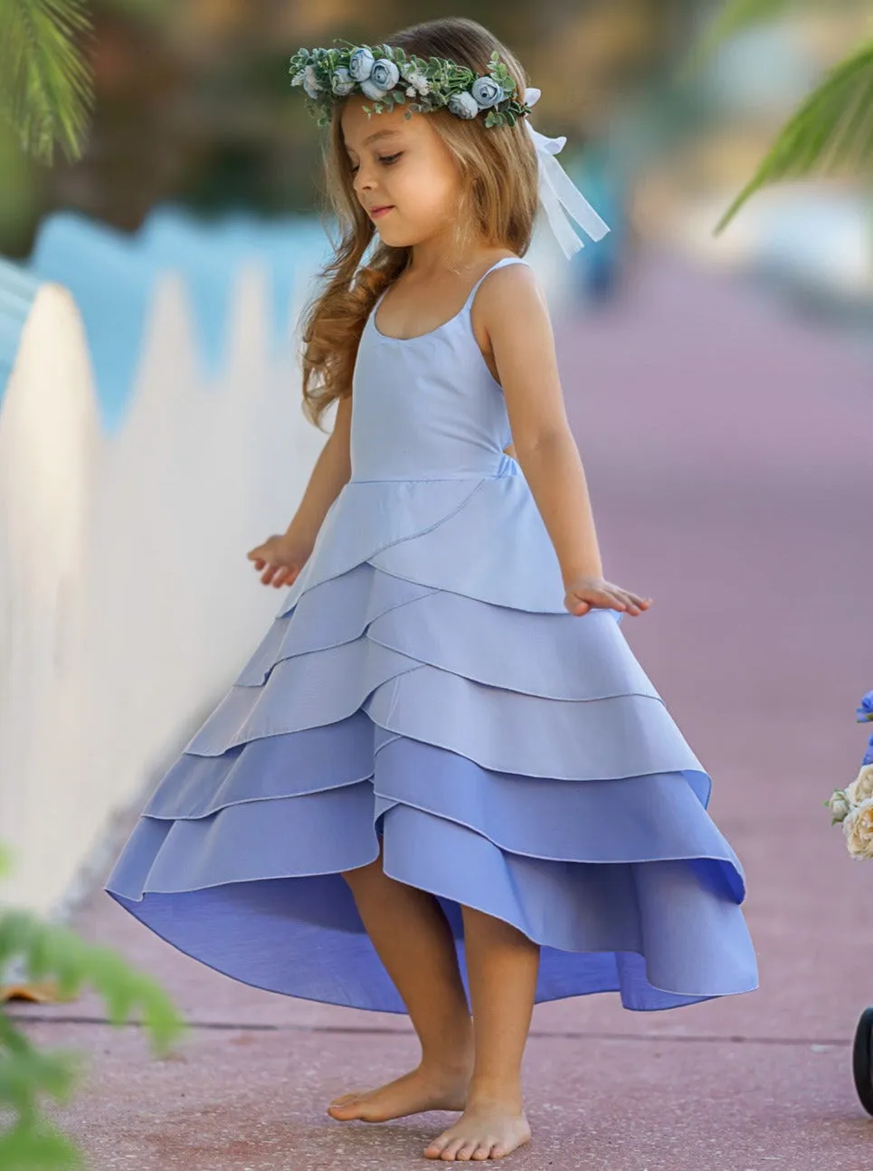 Pretty Petal Hues of Blues Tiered Dress