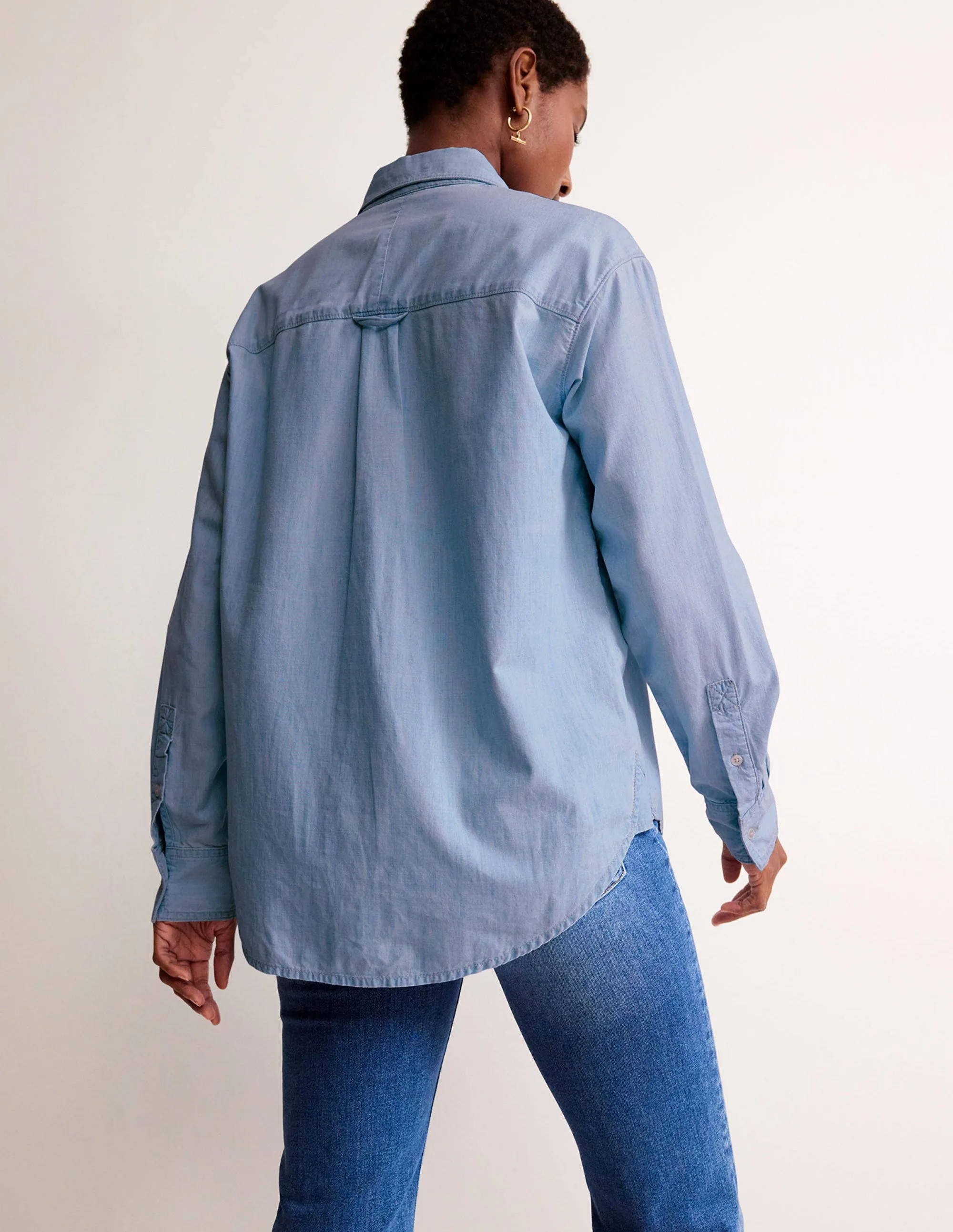 Relaxed Chambray Shirt-Light Denim