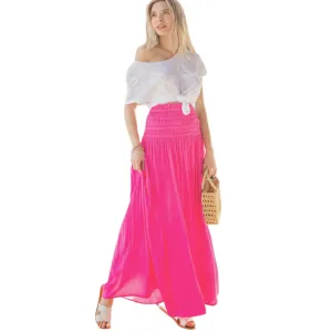 ROUCHED WAIST FLOWY MAXI SKIRT