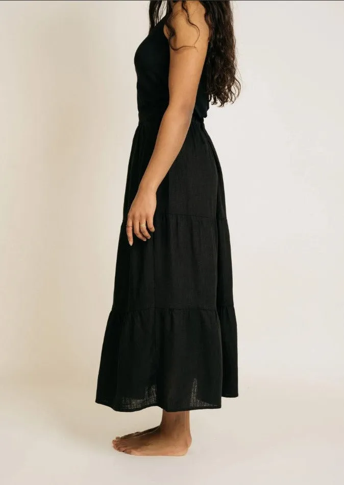 SCORPIO BLACK WOVEN MAXI SKIRT