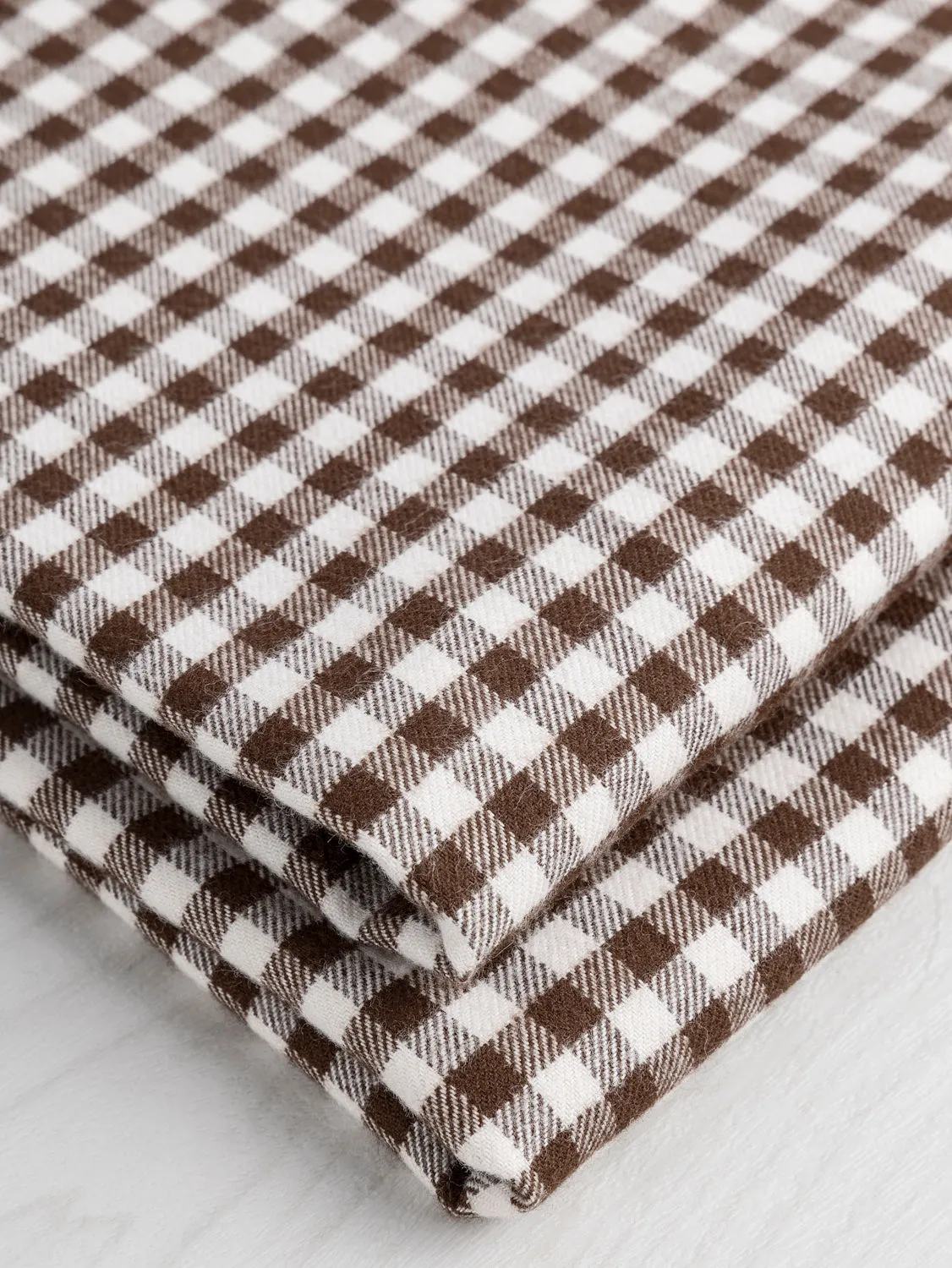 Shepherd Check Organic Cotton Flannel Twill - Brown   Cream - Swatch