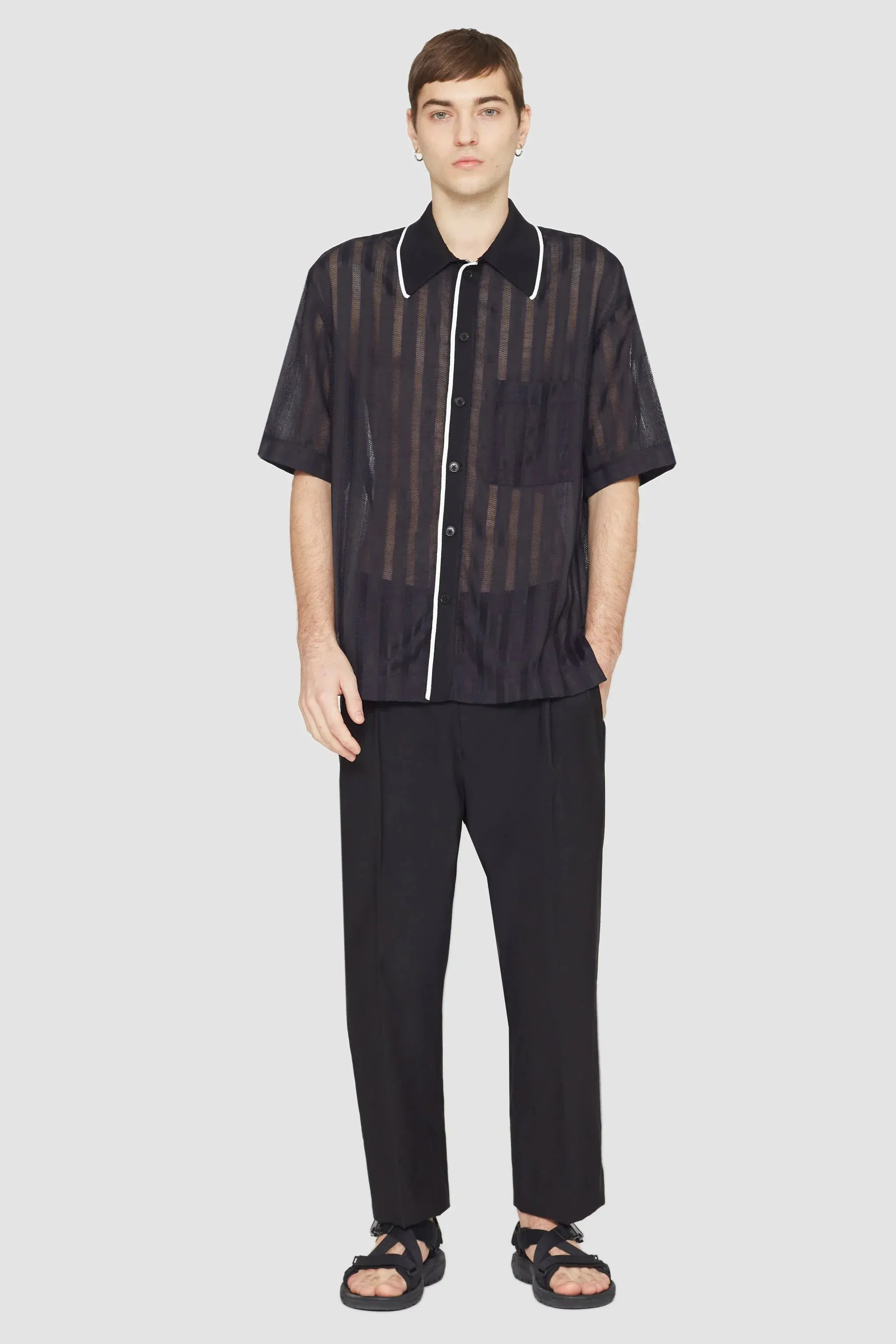 Short Sleeve Sheer Bowling Shirt