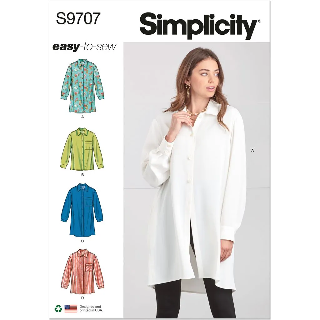 Simplicity Sewing Pattern S9707 Misses' Shirts