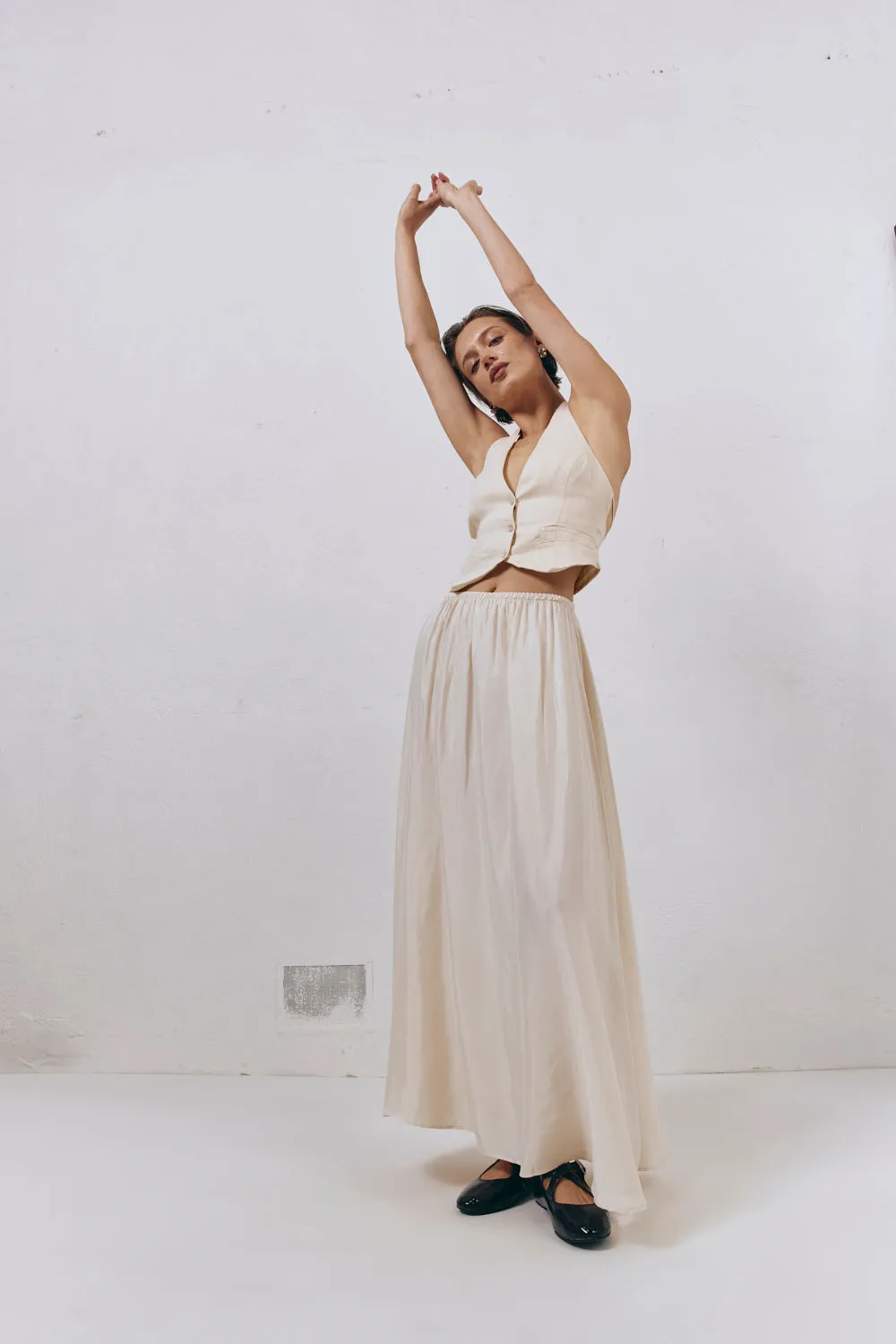 Solara Cupro Maxi Skirt Natural