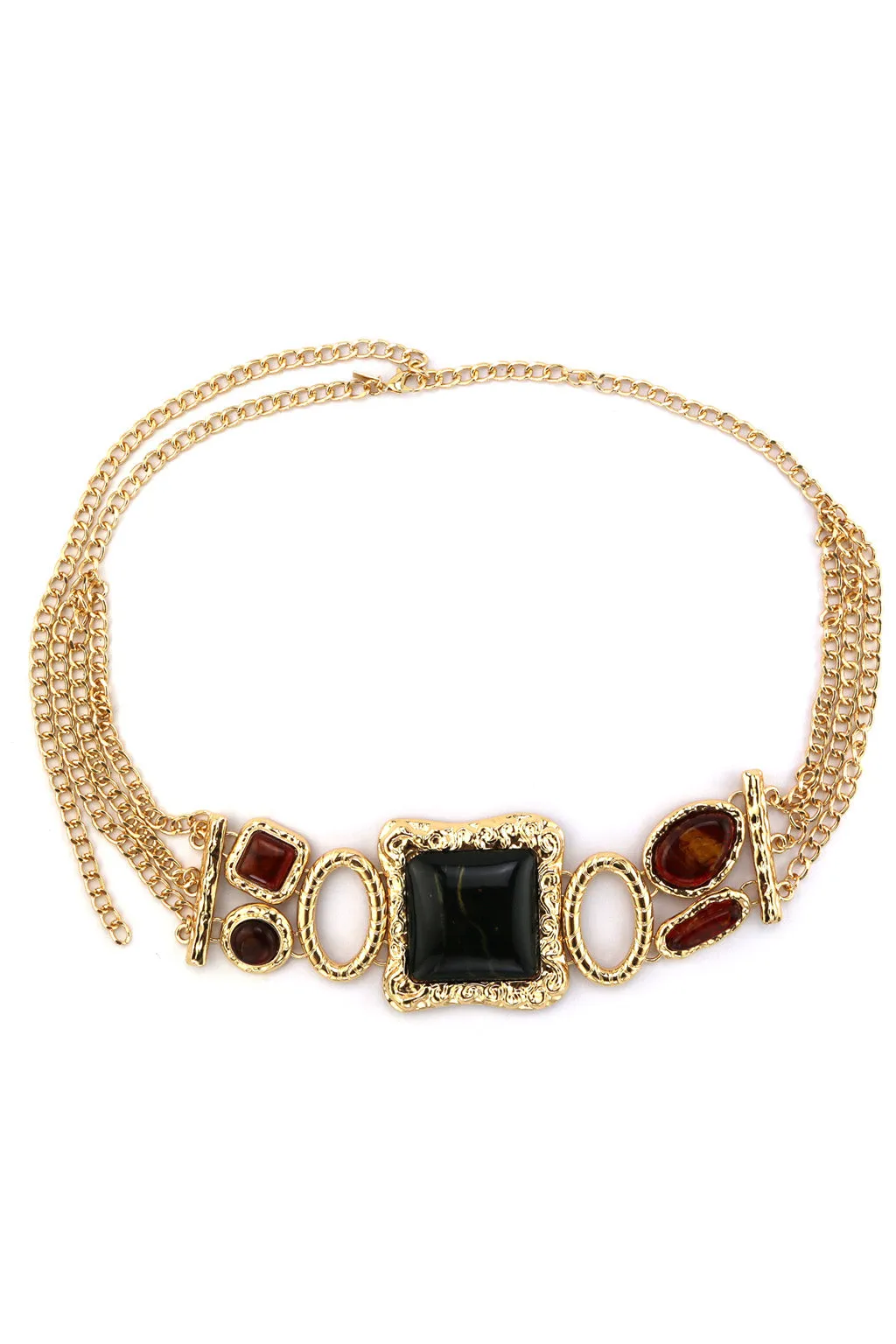 Soleil Statement Stone Gold Chain Belt