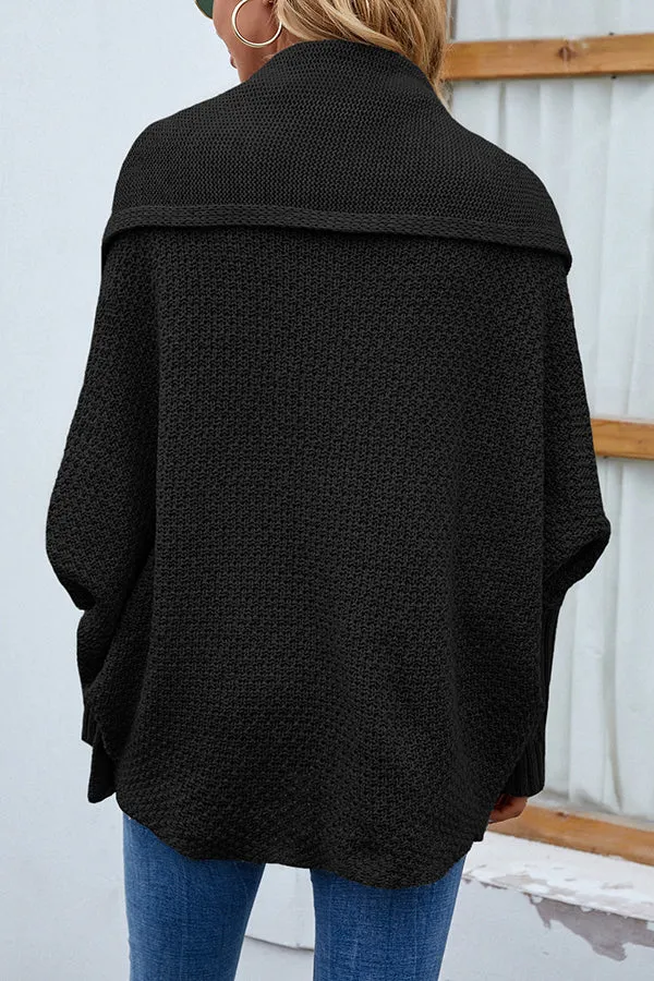 Solid Color Dolman Sleeve Elegant Knitted Cardigan