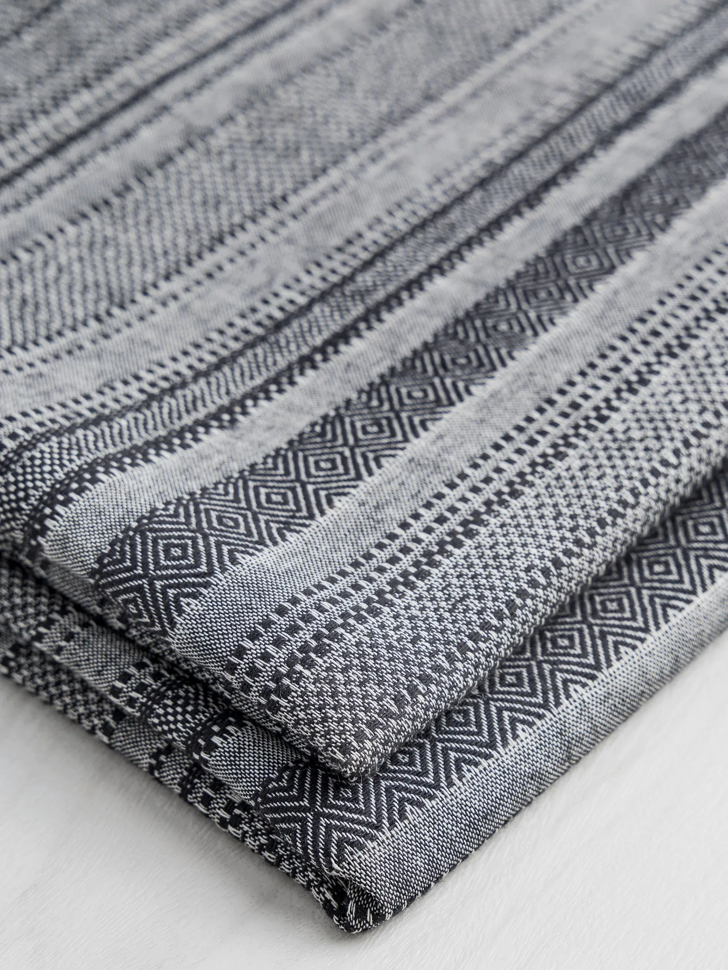 Striped Textured Eco Cotton Blend - Black   White