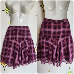 Vintage 90s Y2K | Purple Plaid Flowy Low Rise Mini Skirt Fairy Grunge Emo | S