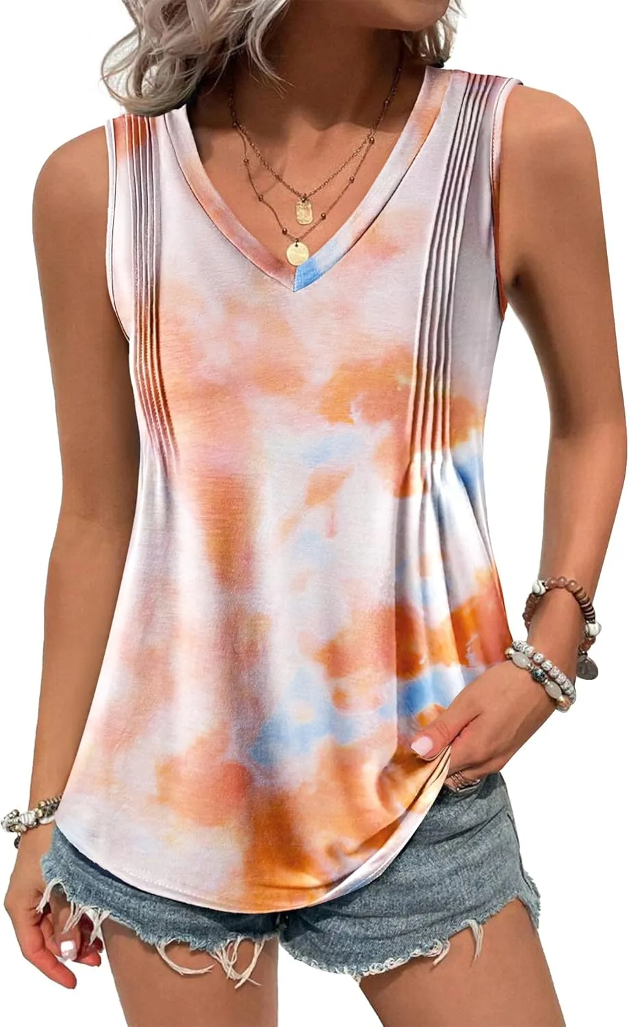 Zeagoo Women's Tank Tops Loose Fit Casual V Neck Boho Shirts